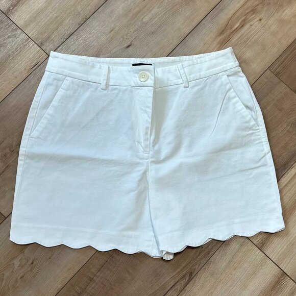 Talbots White Scalloped Hem Shorts 12 Petite Cotton Blend - Picture 3 of 12